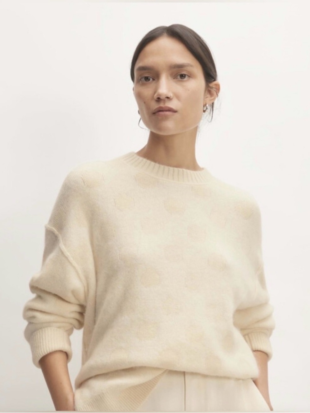 Everlane Cream Classic Crewneck - Wool/alpaca blend
